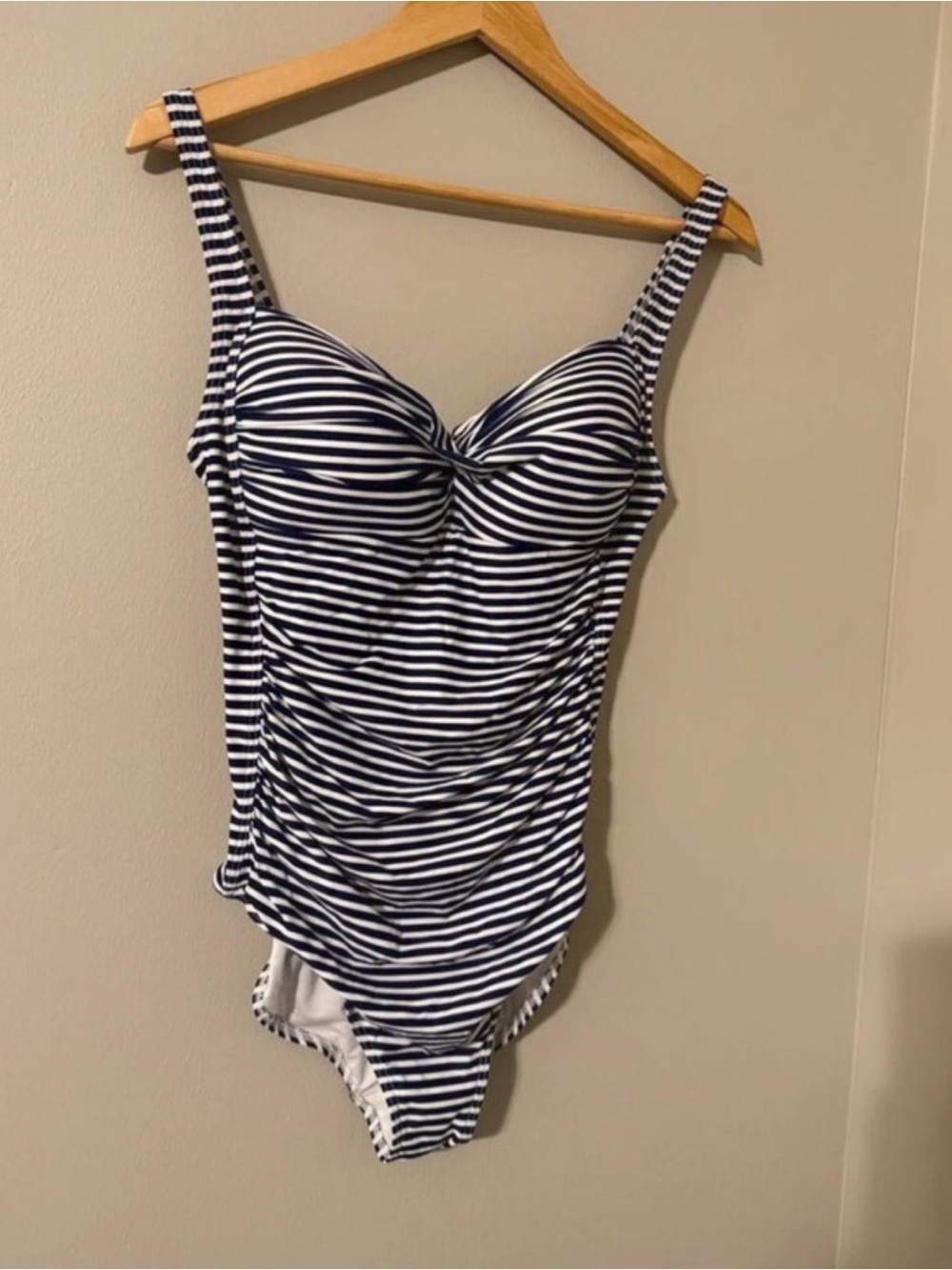 Nip Tuck Navy and White Stripe One-Piece Swimsuit with Contour Cups
